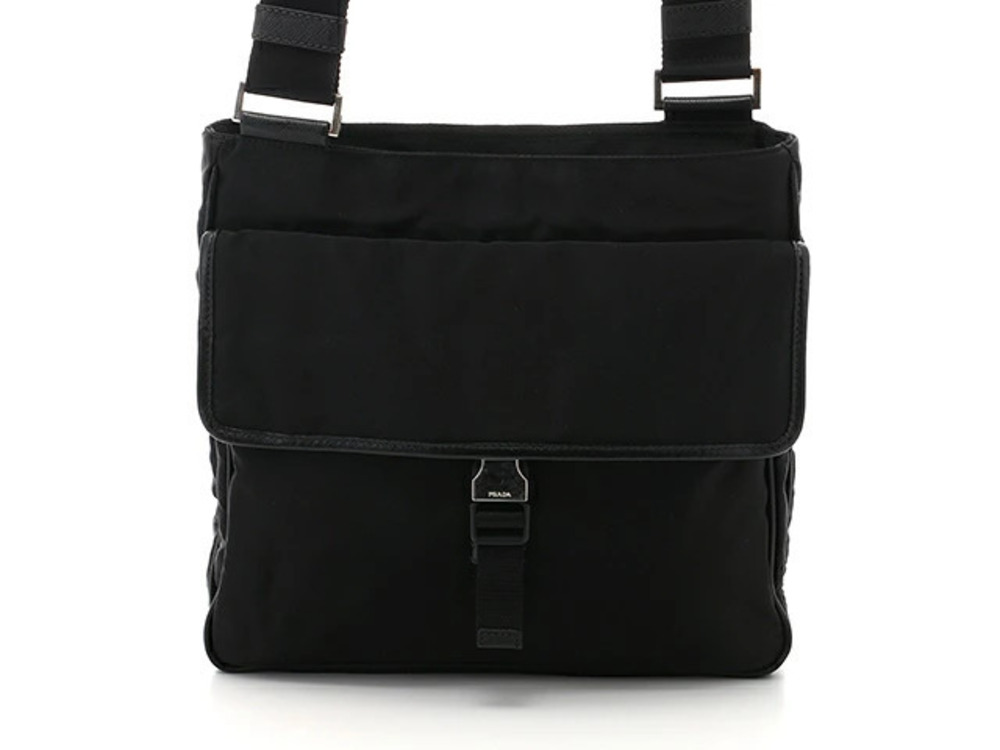 Prada Shoulder Bag Black Tessuto Saffiano